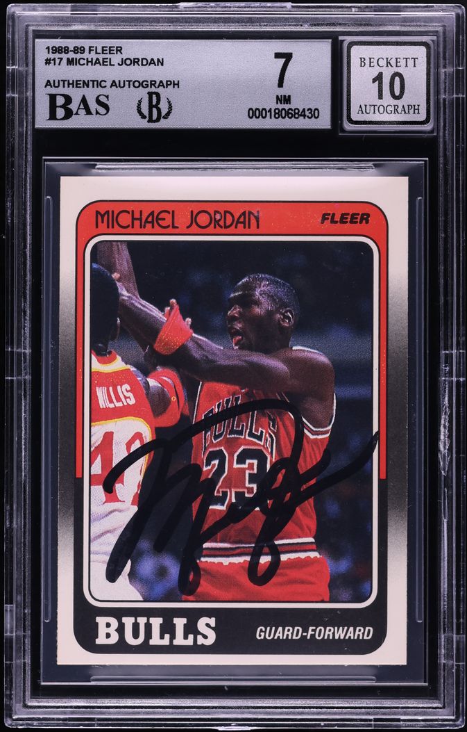 1988 Fleer Basketball Michael Jordan AUTO #17 BAS BGS 7 NRMT
