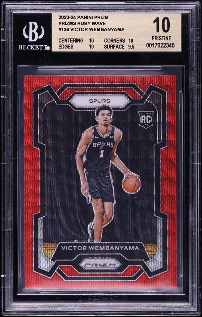 2023 Panini Prizm Ruby Wave Victor Wembanyama ROOKIE #136 BGS 10 PRISTINE