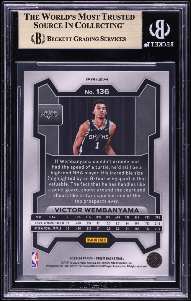 2023 Panini Prizm Ruby Wave Victor Wembanyama ROOKIE #136 BGS 10 PRISTINE