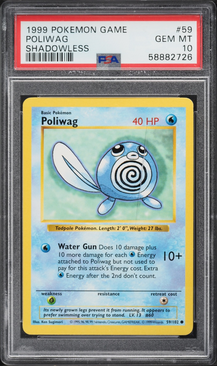 1999 Pokemon Base Set Shadowless Poliwag #59 PSA 10 GEM MINT