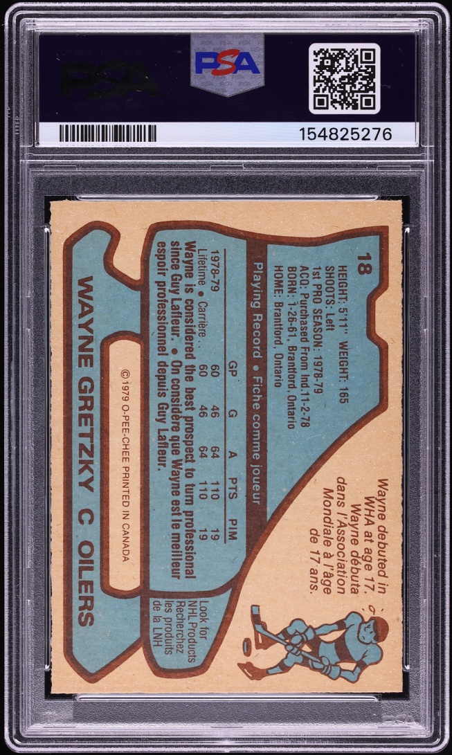 1979 O-Pee-Chee Hockey Wayne Gretzky ROOKIE AUTO DNA 10 #18 PSA 6 EXMT