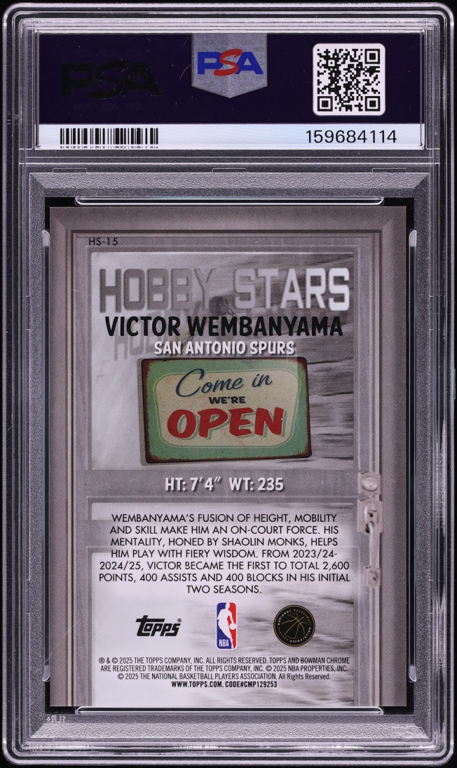 2025 Bowman Chrome Hobby Stars Gold Geometric Victor Wembanyama /50 #HS-15 PSA 10 GEM MINT