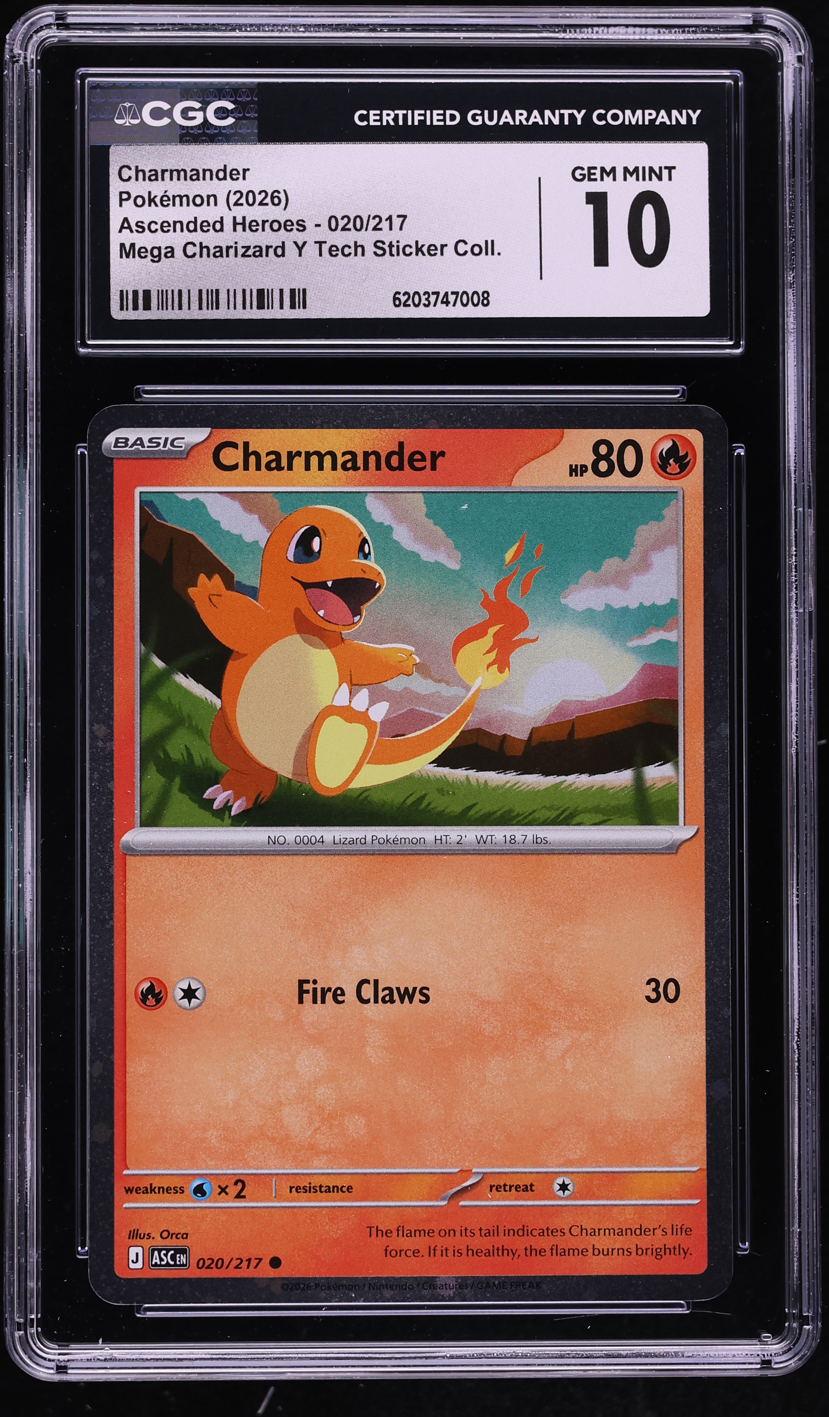 2026 Pokemon Mega Evolution Ascended Heroes Tech Sticker Charmander #20 CGC 10 GEM MINT