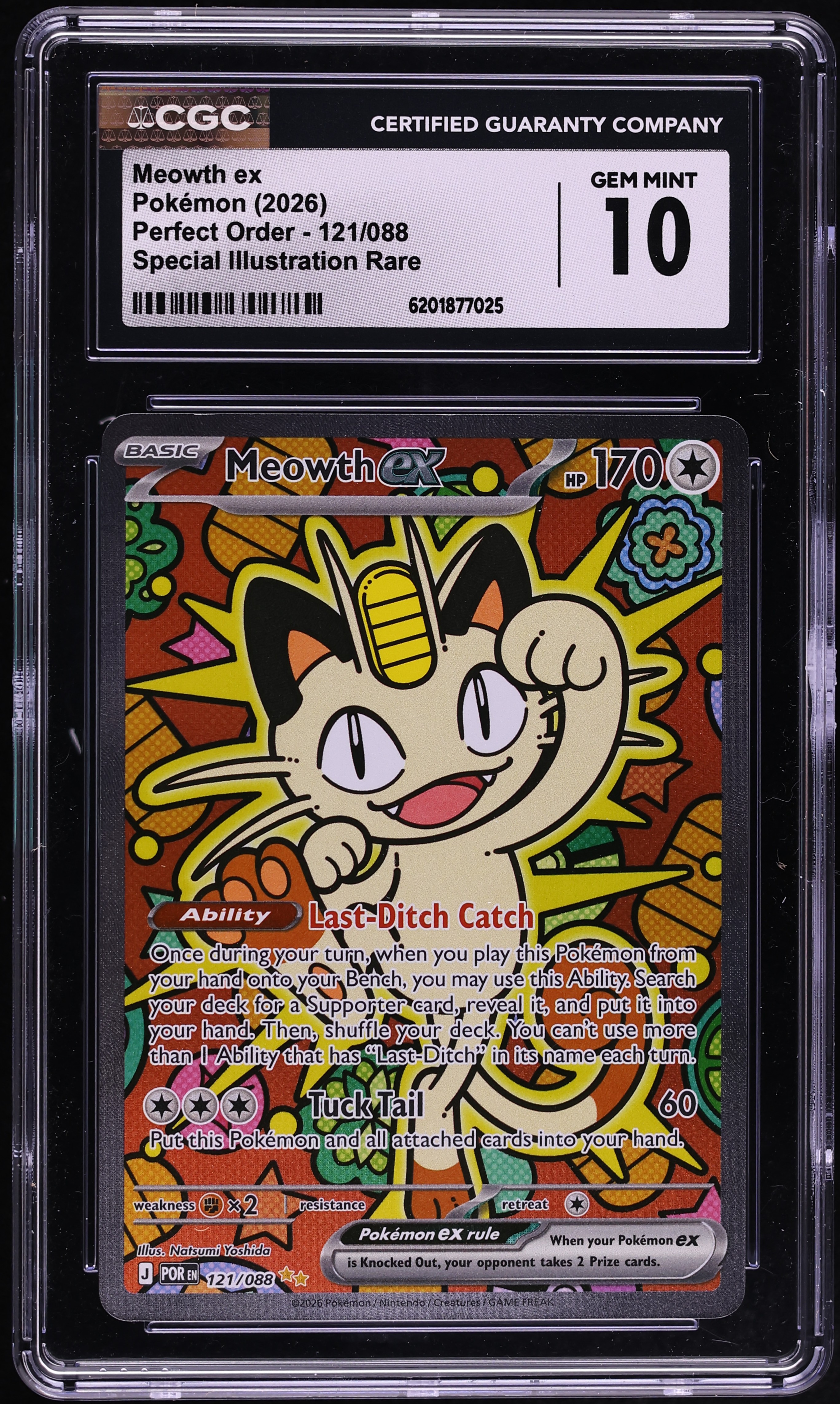 2026 Pokemon Mega Evolution Perfect Order SIR Meowth Ex #121 CGC 10 GEM MINT