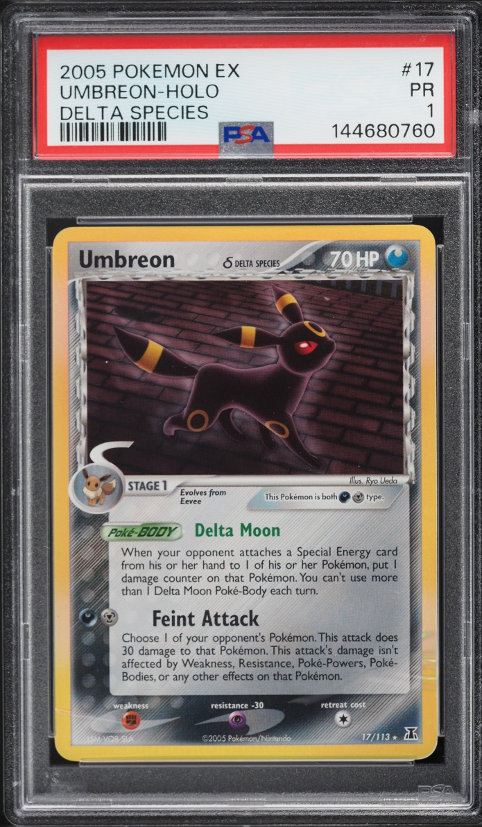 2005 Pokemon EX Delta Species Holo Umbreon #17 PSA 1 PR
