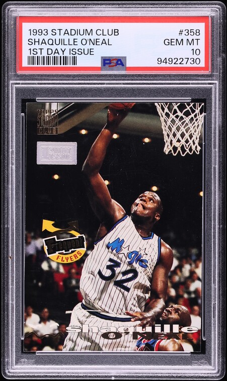 1993 Stadium Club 1st Day Issue Shaquille O'Neal #358 PSA 10 GEM MINT - Photo 1