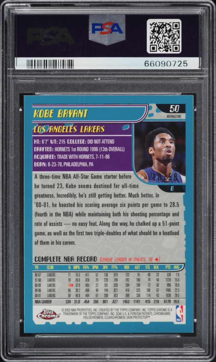 2001 Topps Chrome Black Refractor Kobe Bryant /50 #50 PSA 8 NM-MT
