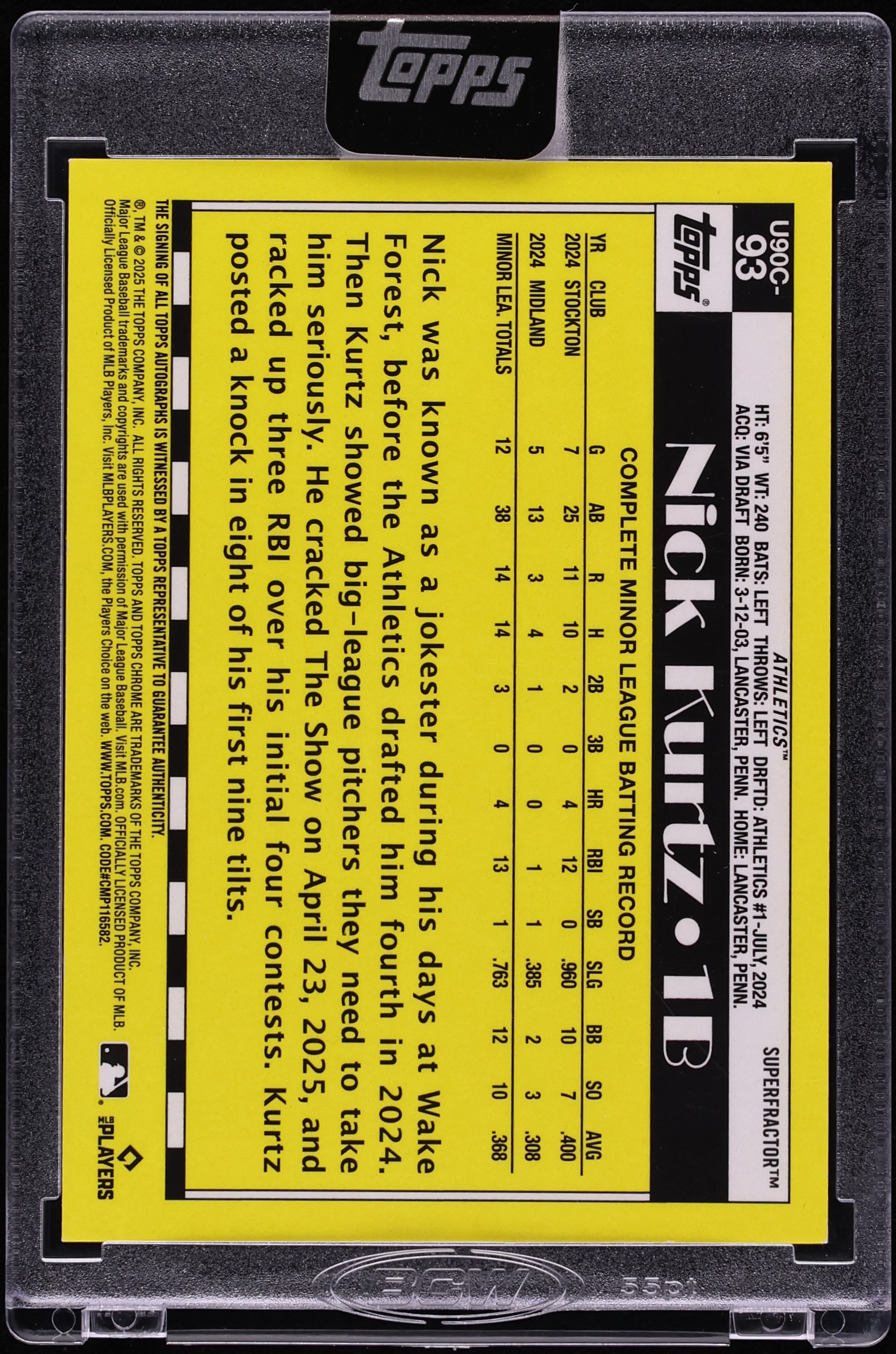 2025 Topps Chrome Update Silver Pack '90 Superfractor Nick Kurtz