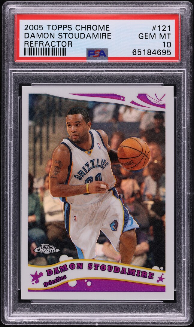 2005 Topps Chrome Refractor Damon Stoudamire /999 #121 PSA 10 GEM MINT