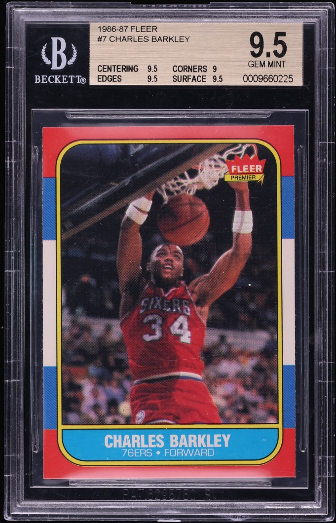 1986 Fleer Basketball Charles Barkley ROOKIE #7 BGS 9.5 GEM MINT