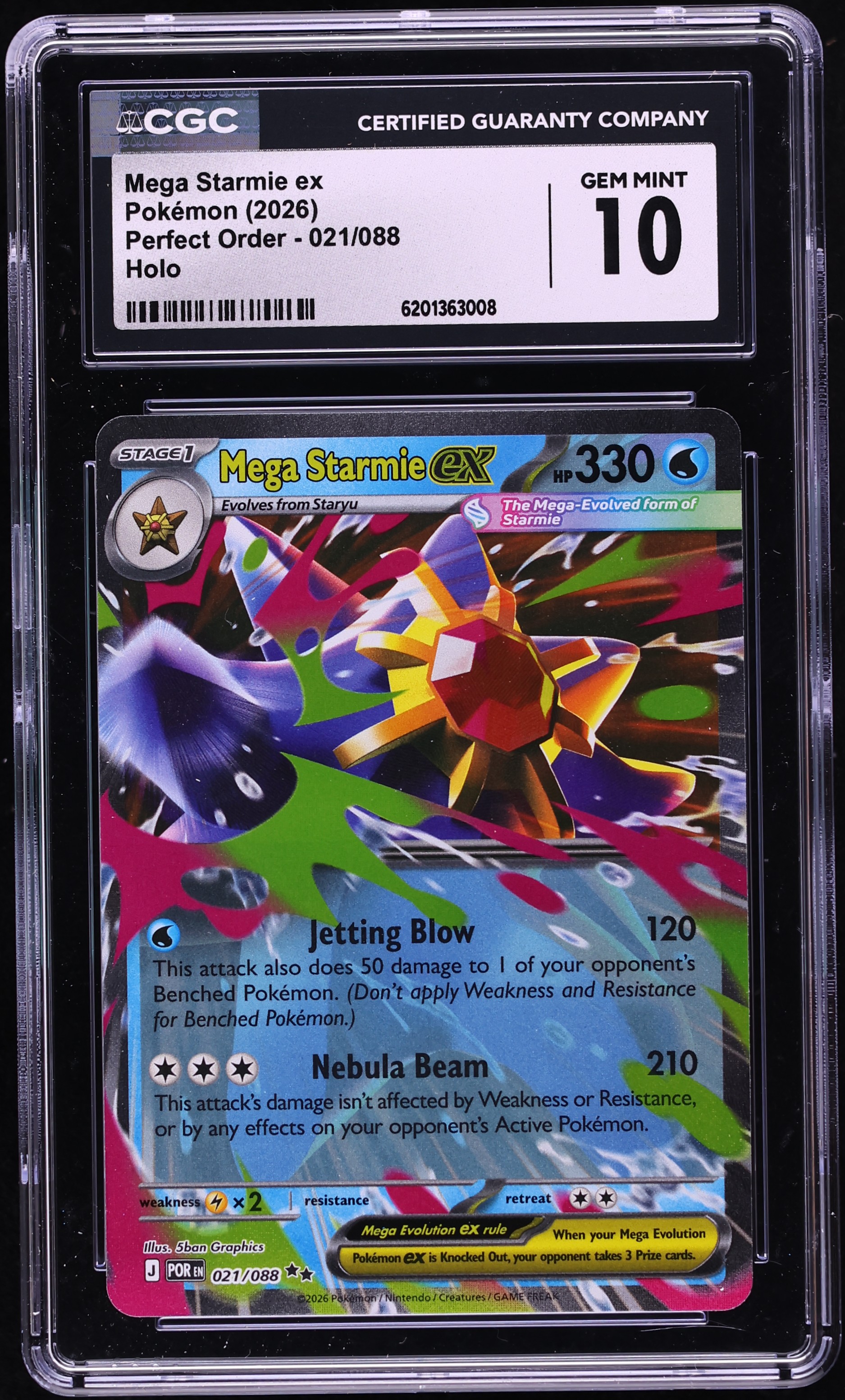 2026 Pokemon Mega Evolution Perfect Order Holo Mega Starmie ex #21 CGC 10 GEM MINT