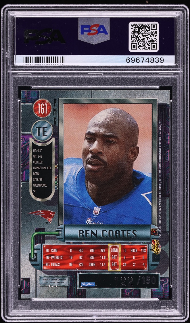 1997 Metal Universe Precious Metal Gems PMG Red Ben Coates /150 #161 PSA 7 NRMT - Photo 2