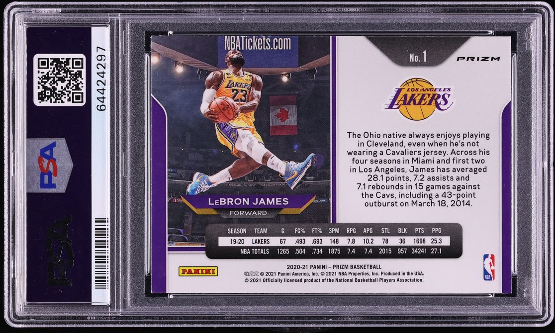 2020 Panini Prizm Silver LeBron James #1 PSA 9 MINT - Photo 2