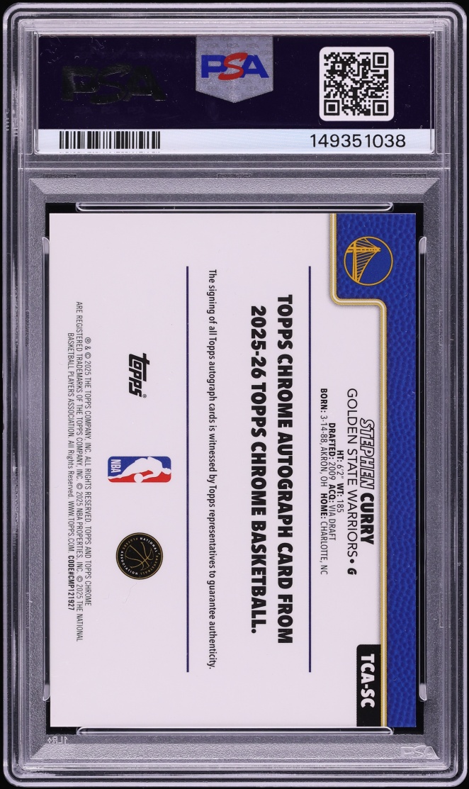 2025 Topps Chrome Orange Refractor Stephen Curry AUTO DNA 10 /25 #TCA-SC PSA 10 GEM MINT - Photo 2