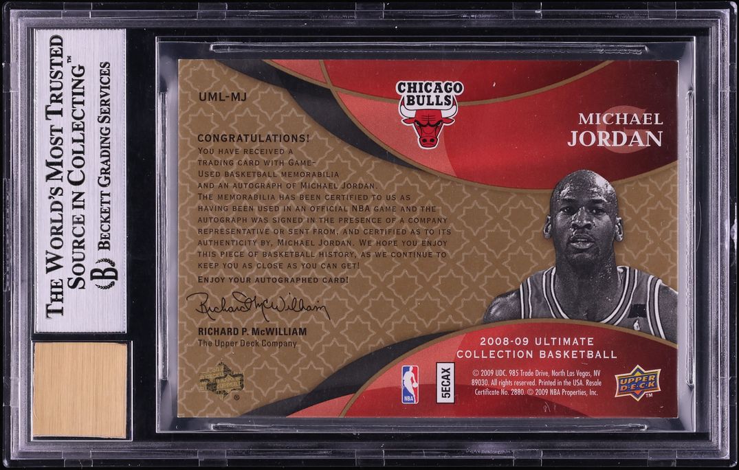 2008 Ultimate Collection Signature Materials Legends Michael Jordan PATCH AUTO /10 BGS 8.5 - Photo 2
