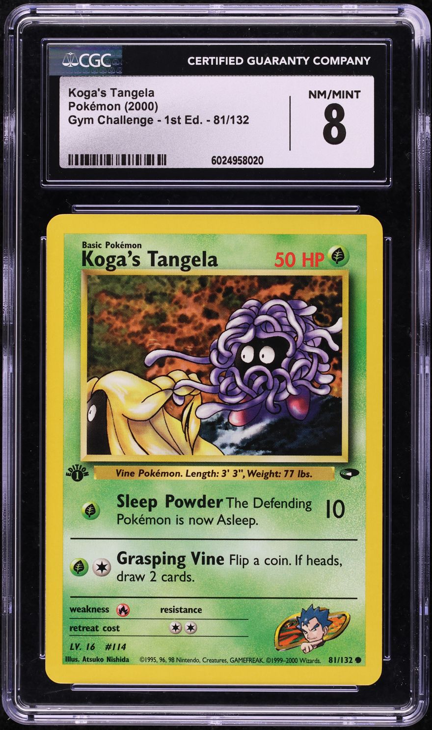 2000 Pokemon Gym Challenge 1st Edition Koga's Tangela #81 CGC 8 NM-MT