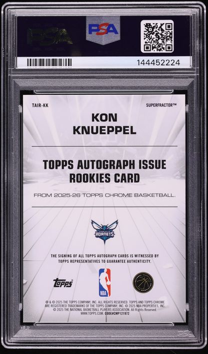 2025 Topps Chrome Autograph Issue Superfractor Kon Knueppel ROOKIE AUTO DNA 10 1/1 PSA 10 GEM