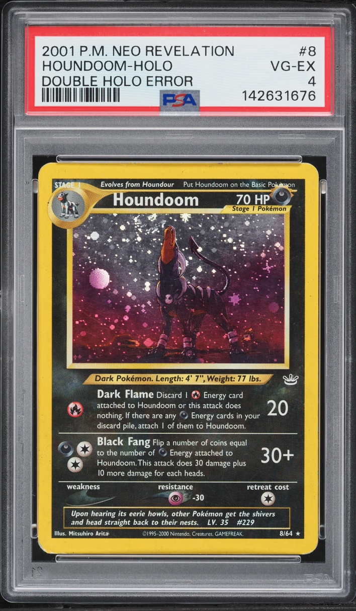 2001 Pokemon Neo Revelation Double Holo Houndoom #8 PSA 4 VGEX