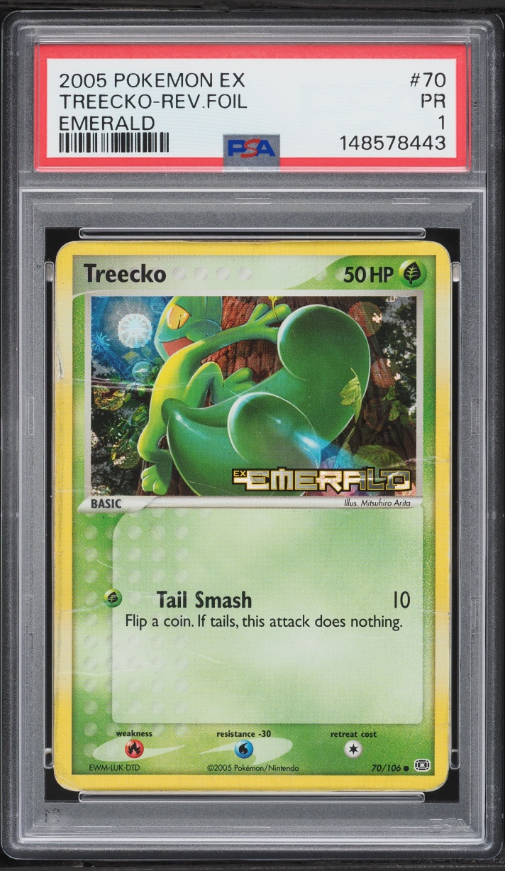 2005 Pokemon EX Emerald Reverse Holo Treecko #70 PSA 1 PR