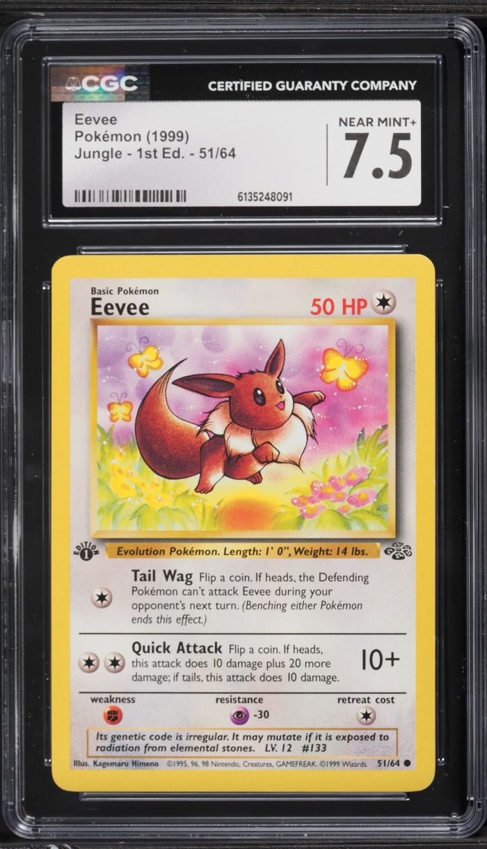 1999 Pokemon Jungle 1st Edition Eevee #51 CGC 7.5 NRMT+