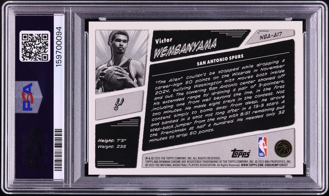 2025 Bowman Chrome Anime NBA Victor Wembanyama #NBA-A17 PSA 10 GEM MINT