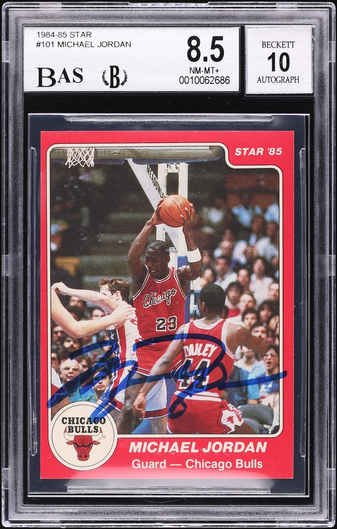 1984 Star Basketball Michael Jordan ROOKIE AUTO #101 BAS BGS 8.5 NM-MT+
