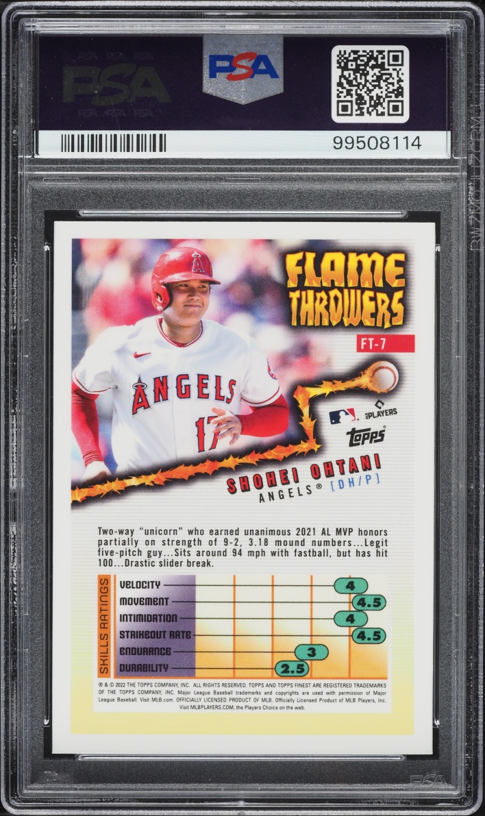 2022 Finest Flashbacks Flame Throwers Shohei Ohtani #FT-7 PSA 9 MINT