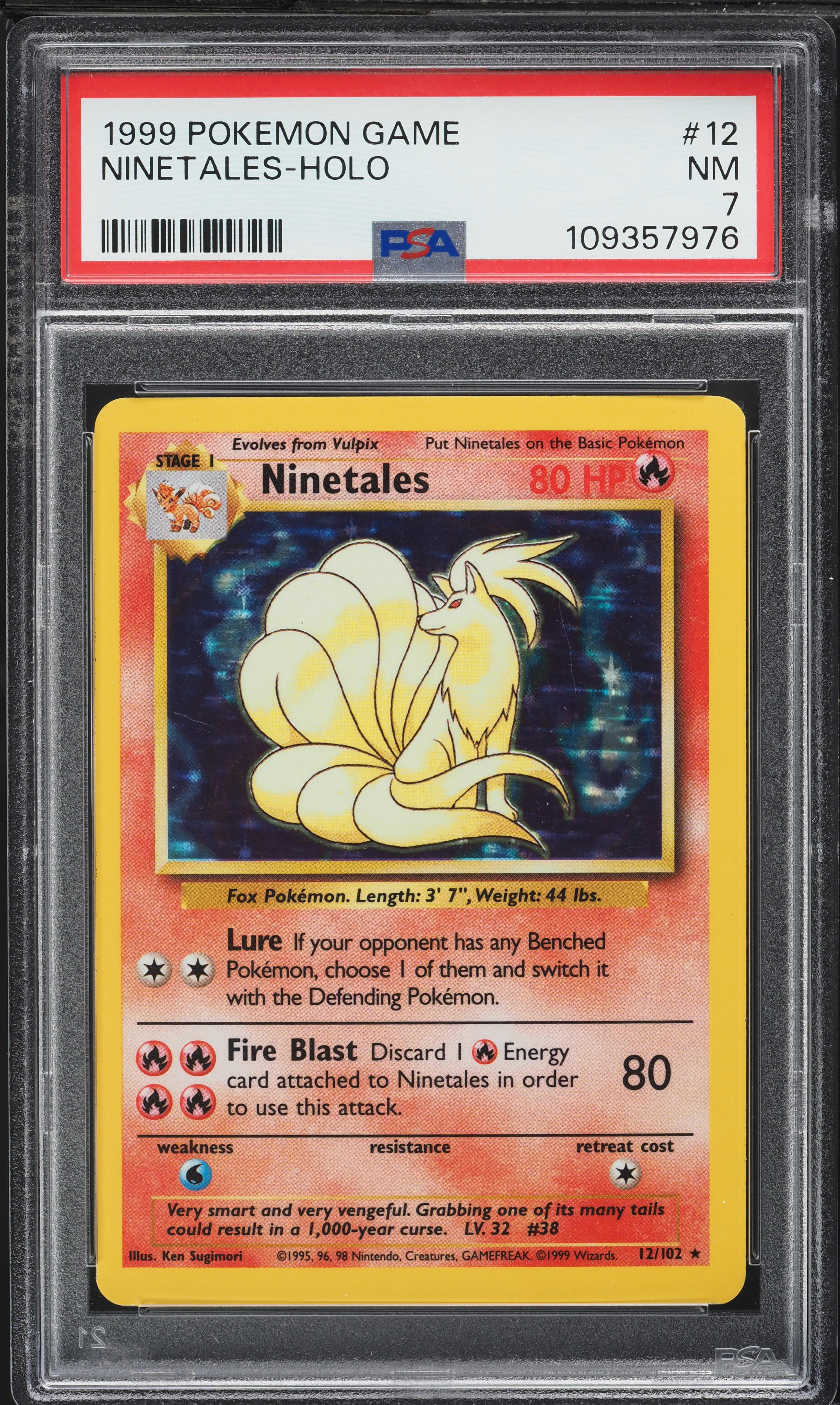 1999 Pokemon Base Set Holo Ninetales #12 PSA 7 NRMT