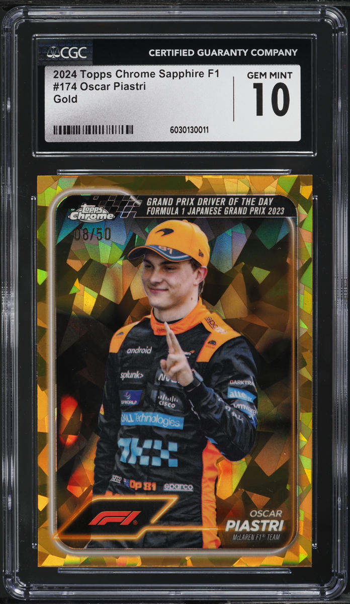 2024 Topps Chrome Sapphire Formula 1 F1 Gold Oscar Piastri /50 #174 CGC 10 GEM