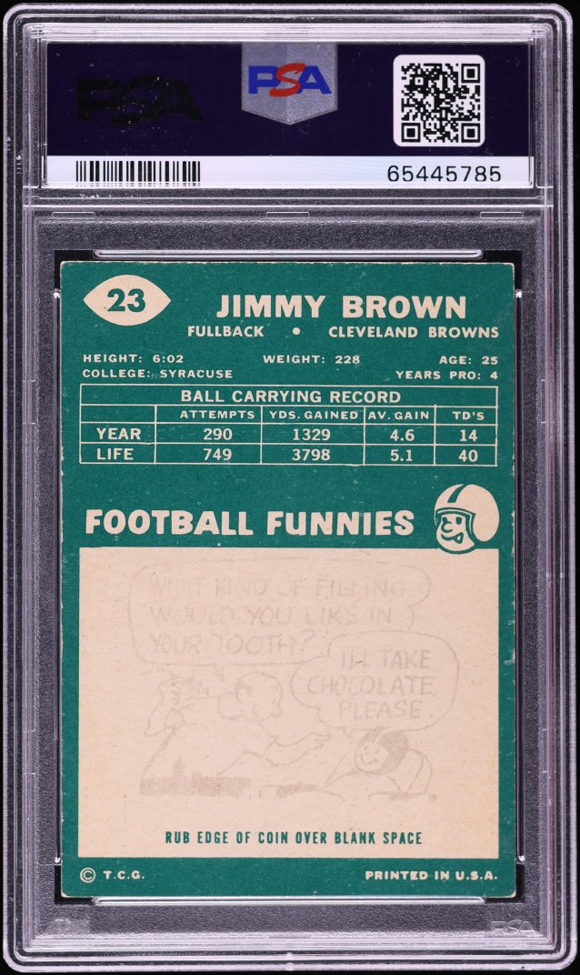 1960 Topps Football Jim Brown AUTO #23 PSA AUTH