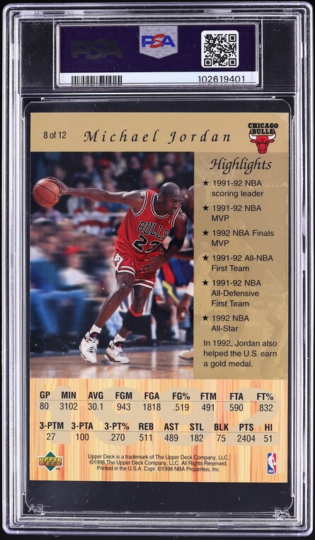 1998 Upper Deck Gatorade Michael Jordan #8 PSA 6 EXMT