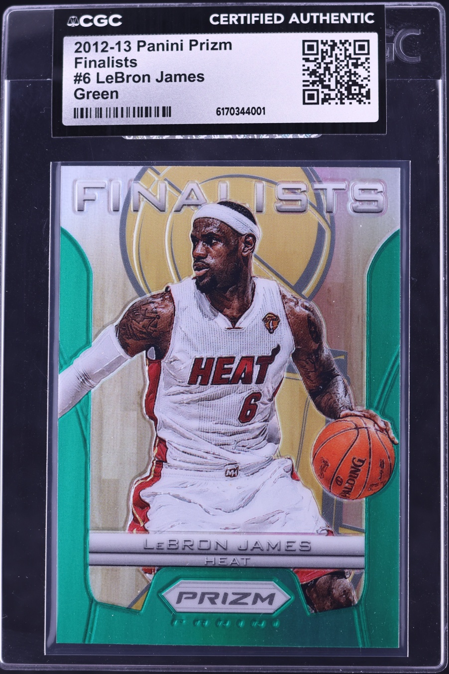 2012 Panini Prizm Finalists Green LeBron James #6 CGC AUTH - Photo 1