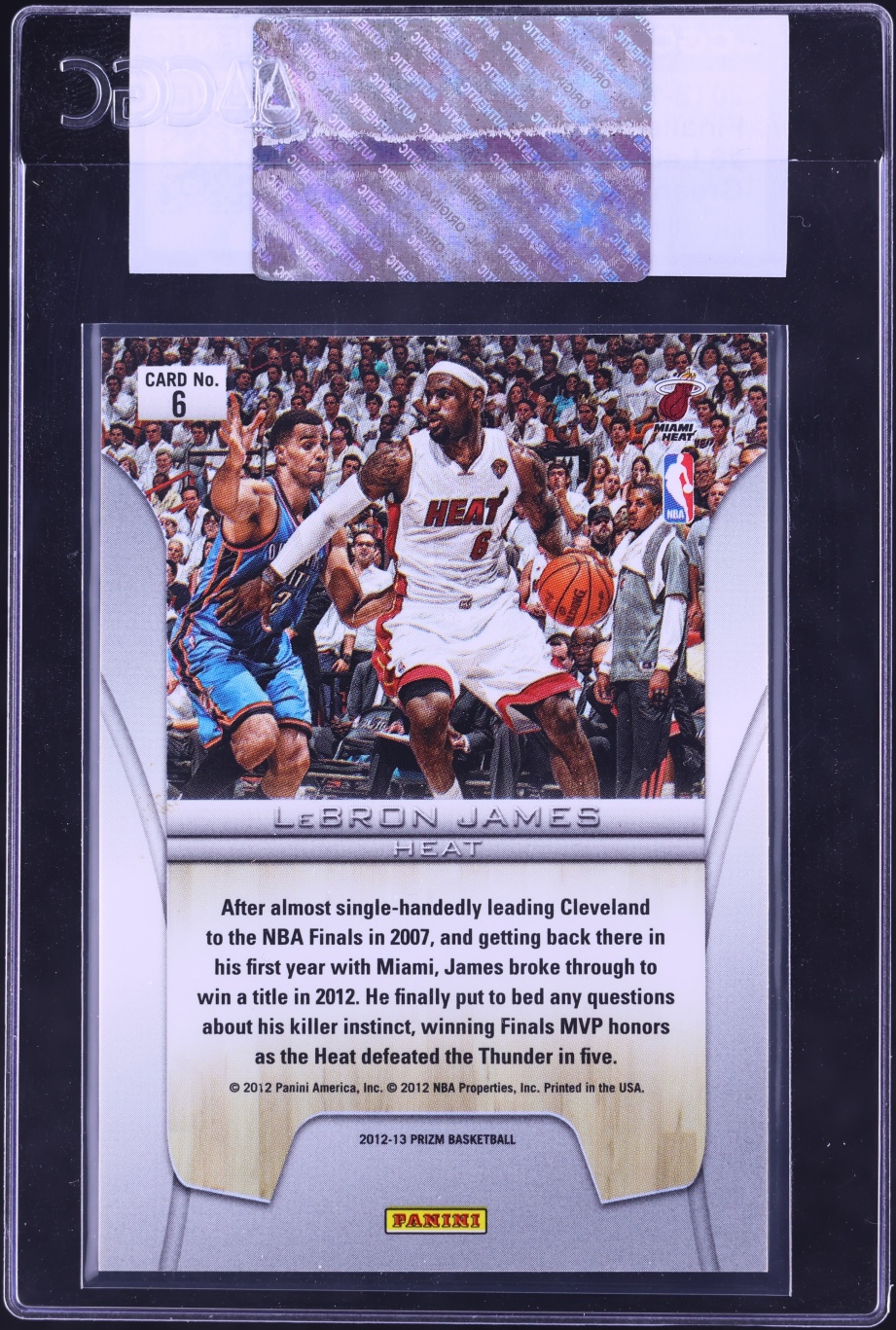 2012 Panini Prizm Finalists Green LeBron James #6 CGC AUTH - Photo 2