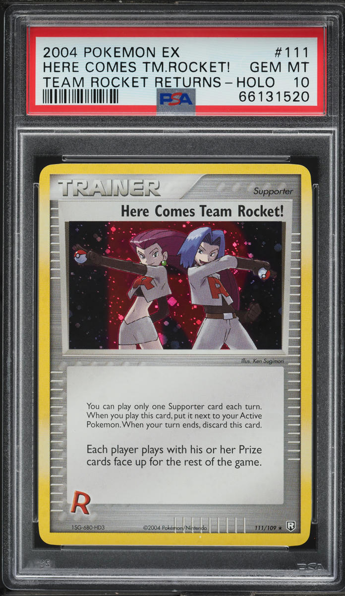 2004 Pokemon EX Team Rocket Returns Holo Here Comes Team Rocket! #111 PSA 10 GEM