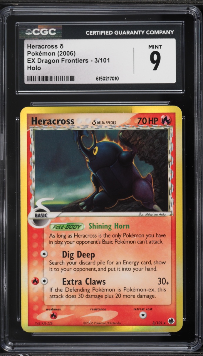 2006 Pokemon EX Dragon Frontiers Holo Heracross #3 CGC 9 MINT