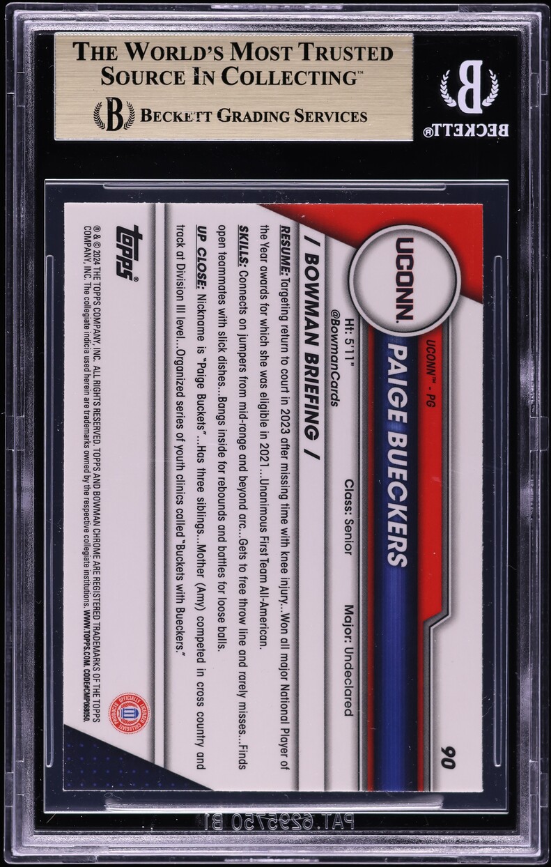 2023 Bowman Chrome University Pink Refractor Paige Bueckers ROOKIE #90 BGS 9.5