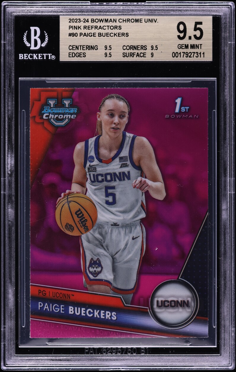 2023 Bowman Chrome University Pink Refractor Paige Bueckers ROOKIE #90 BGS 9.5