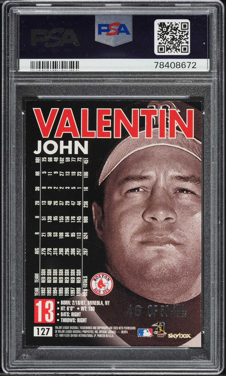 1999 Skybox Premium Star Rubies John Valentin /50 #127 PSA 7 NRMT