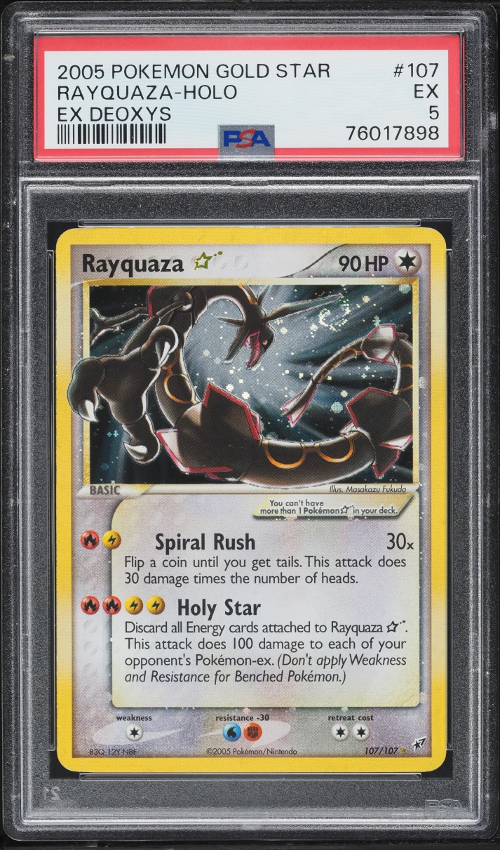2005 Pokemon EX Deoxys Holo Rayquaza Gold Star #107 PSA 5 EX