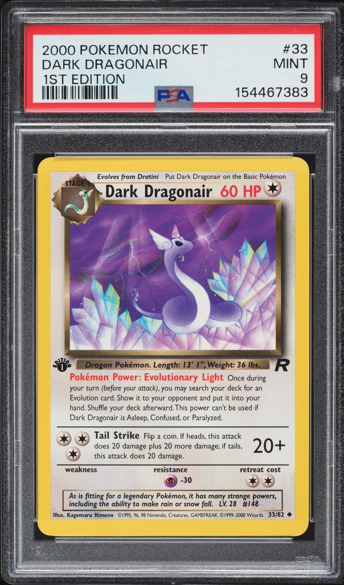 2000 Pokemon Team Rocket 1st Edition Dark Dragonair #33 PSA 9 MINT