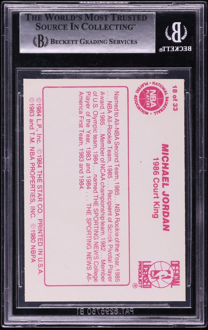 1986 Star Court Kings Michael Jordan ROOKIE #18 BGS 8.5 NM-MT+