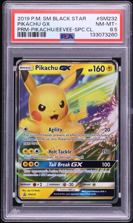 2019 Pokemon Sun & Moon Promo Premium Eevee Special Collection Pikachu GX #SM232 PSA 8.5 NM-MT+