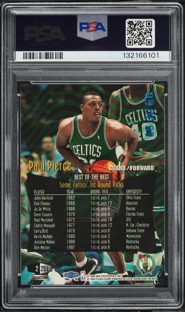 1998 Flair Showcase Legacy Collection Row 2 Paul Pierce /99 #29L PSA AUTH