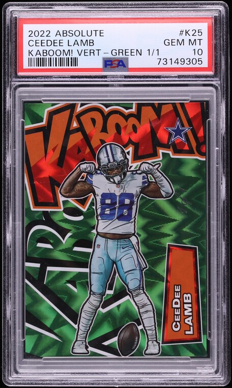 2022 Absolute Kaboom! Vertical Green CeeDee Lamb 1/1 #K25 PSA 10 GEM MINT