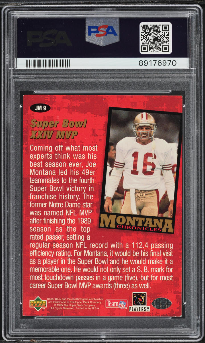 1995 Collector's Choice Joe Montana Chronicles Super Bowl XXIV MVP #JM9 PSA 5 EX