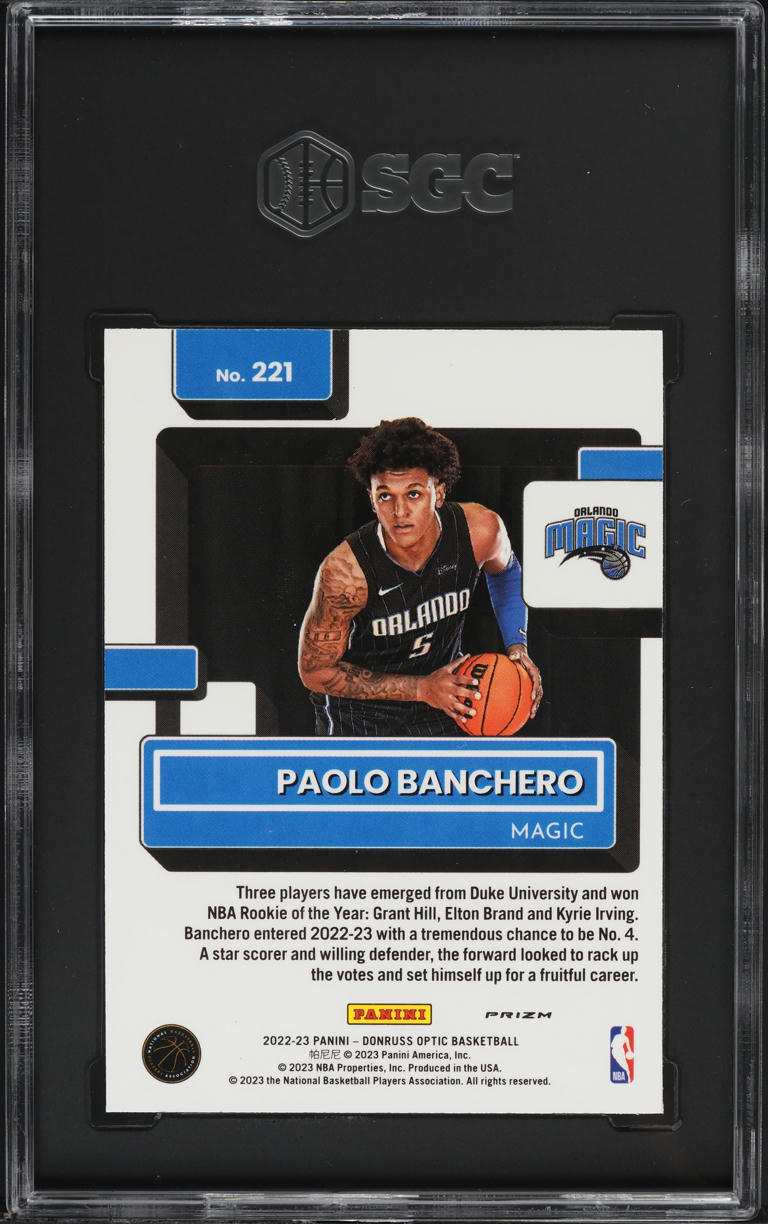 2022 Donruss Optic Holo Prizm Paolo Banchero ROOKIE #221 SGC 8 NM-MT
