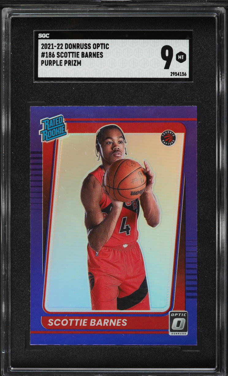 2021 Donruss Optic Purple Prizm Scottie Barnes ROOKIE #186 SGC 9 MINT