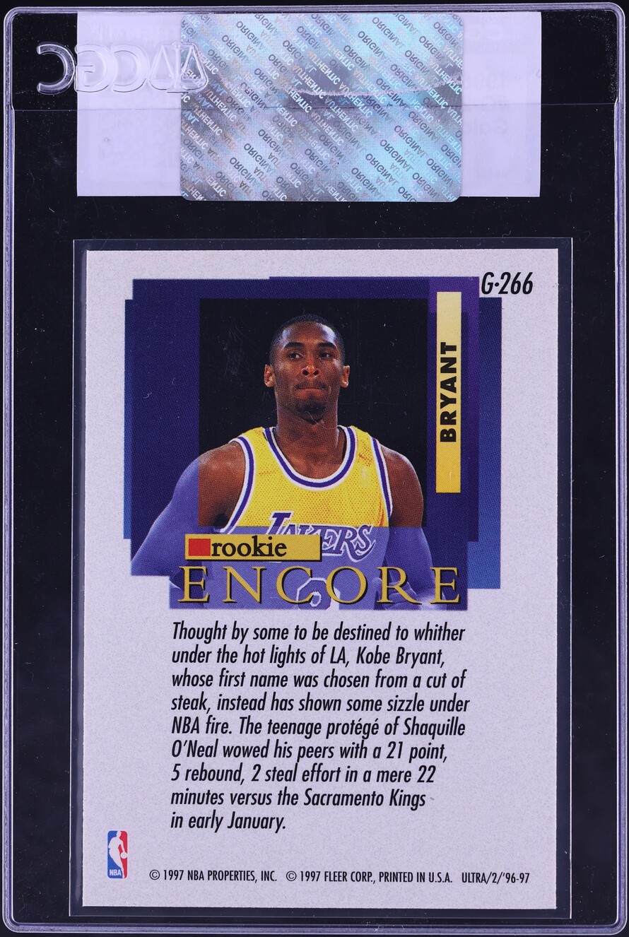 1996 Ultra Encore Gold Medallion Kobe Bryant ROOKIE #G-266 CGC AUTH