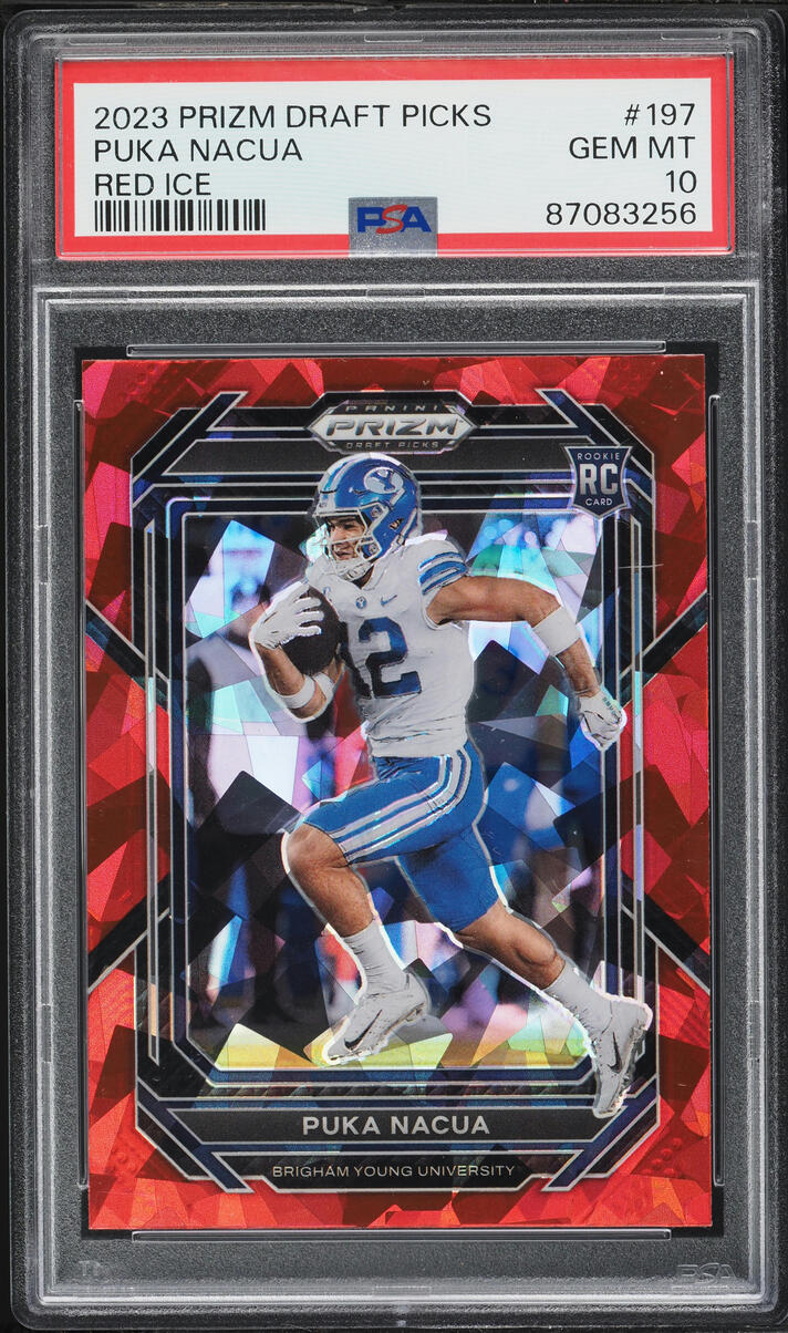 2023 Panini Prizm Draft Picks Red Ice Puka Nacua ROOKIE #197 PSA 10 GEM MINT