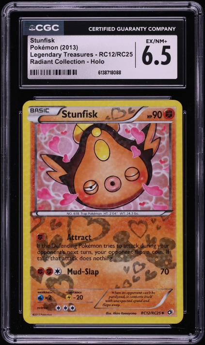 2013 Pokemon BW Legendary Treasures Radiant Collection Holo Stunfisk #RC12 CGC 6.5 EXMT+